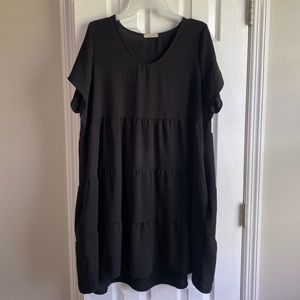 Cotton Bleau Black Tiered Dress